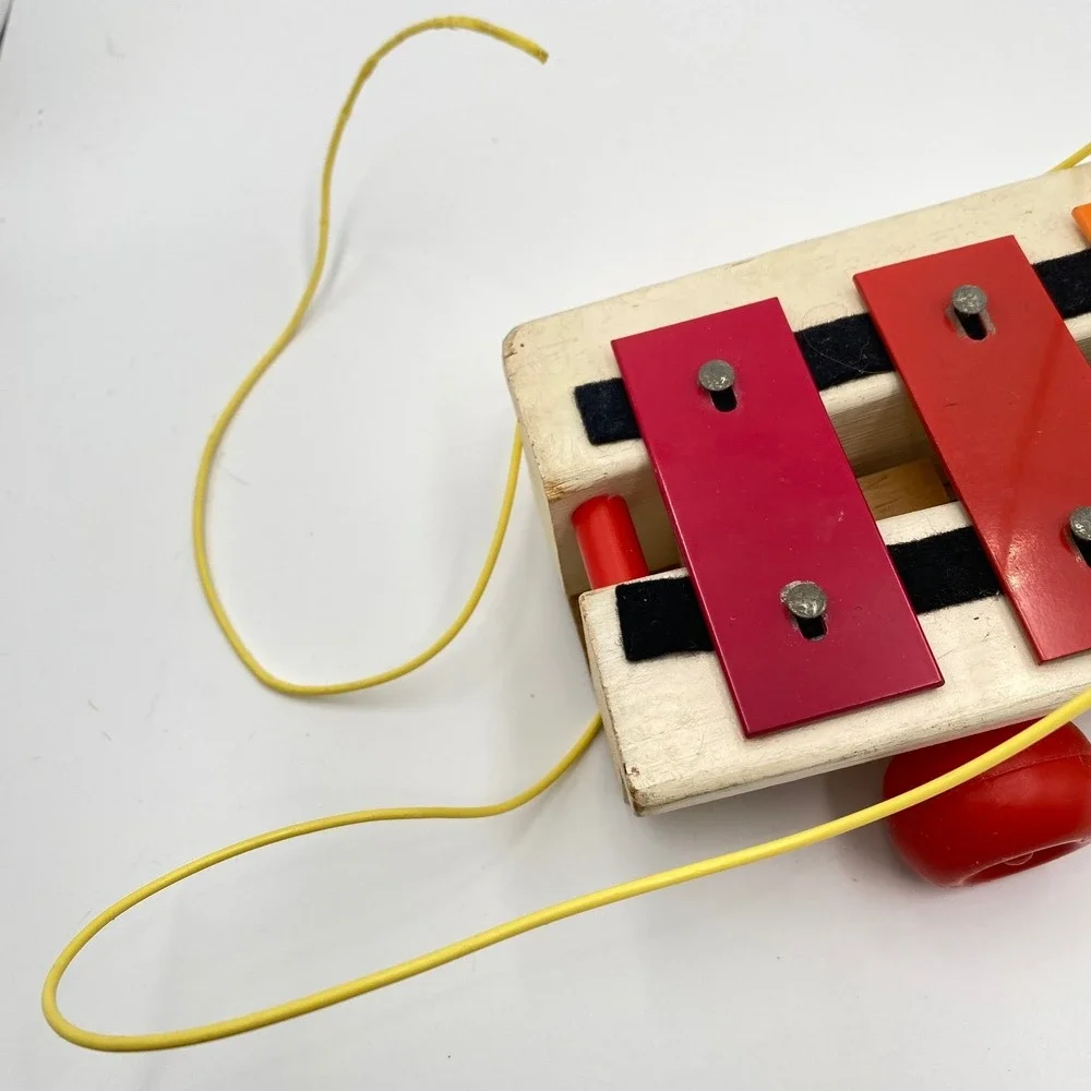Vintage Fisher Price Wooden Pull Toy Xylophone 14